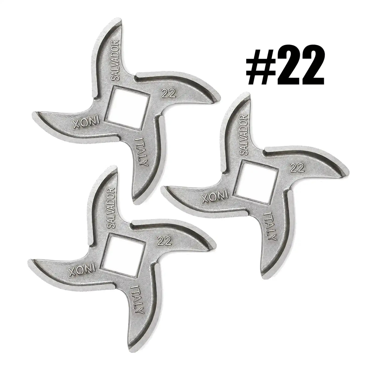 3x Salvador Size 22 Meat Mincer Blade (No. 22) | Stainless Steel | Made in Italy