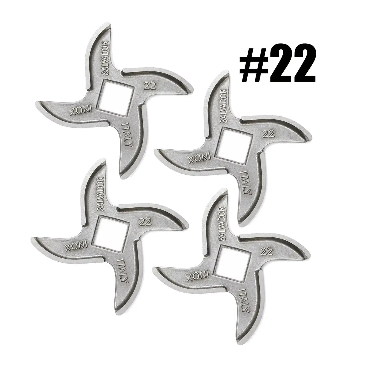 4x Salvador Size 22 Meat Mincer Blade (No. 22) | Stainless Steel | Made in Italy