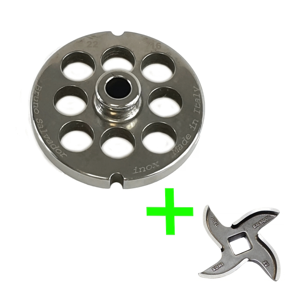 Salvador Bundle Mincer Plate Size 22 - (16mm) & Mincer Blade Size 22