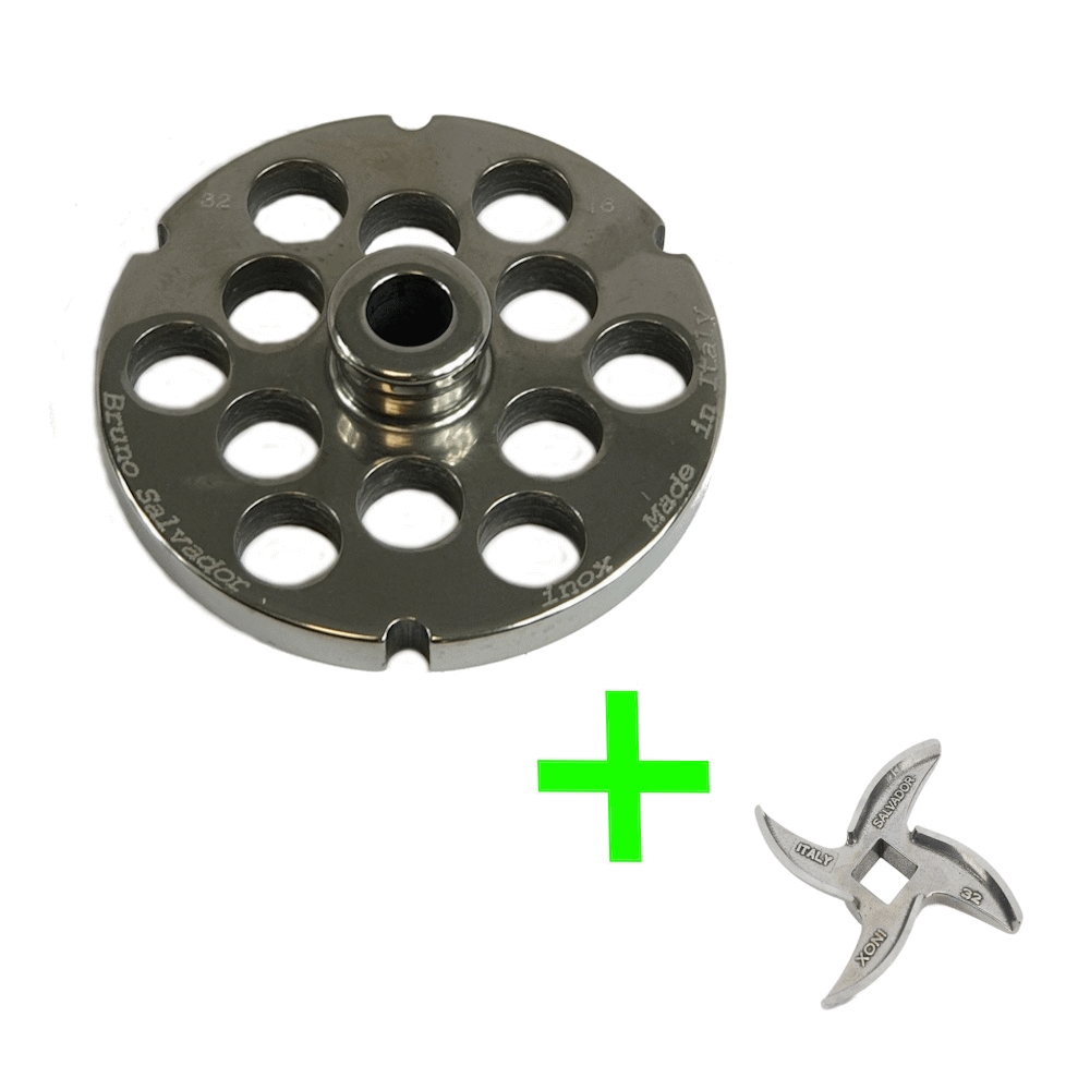 Salvador Bundle Mincer Plate Size 32 - (16mm) & Mincer Blade Size 32