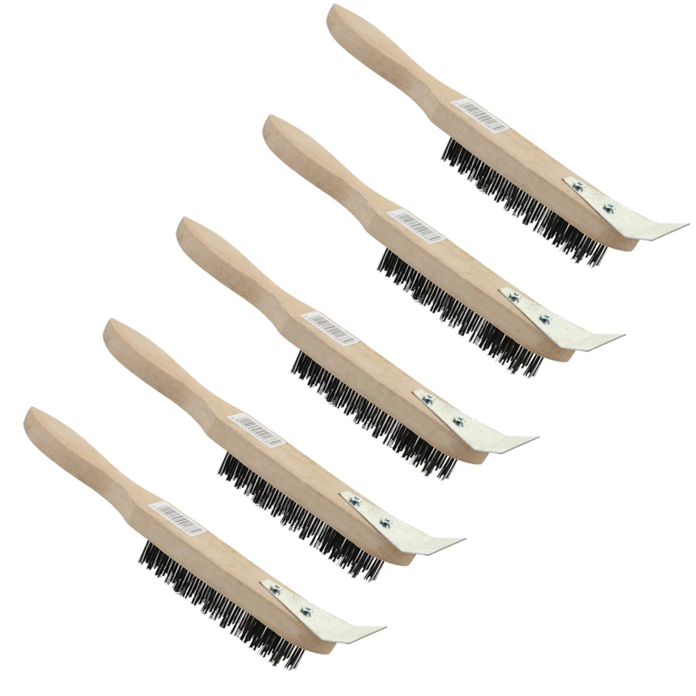 5x Wooden Handle BBQ Wire Brush Archway Charcoal Grill Cleaner