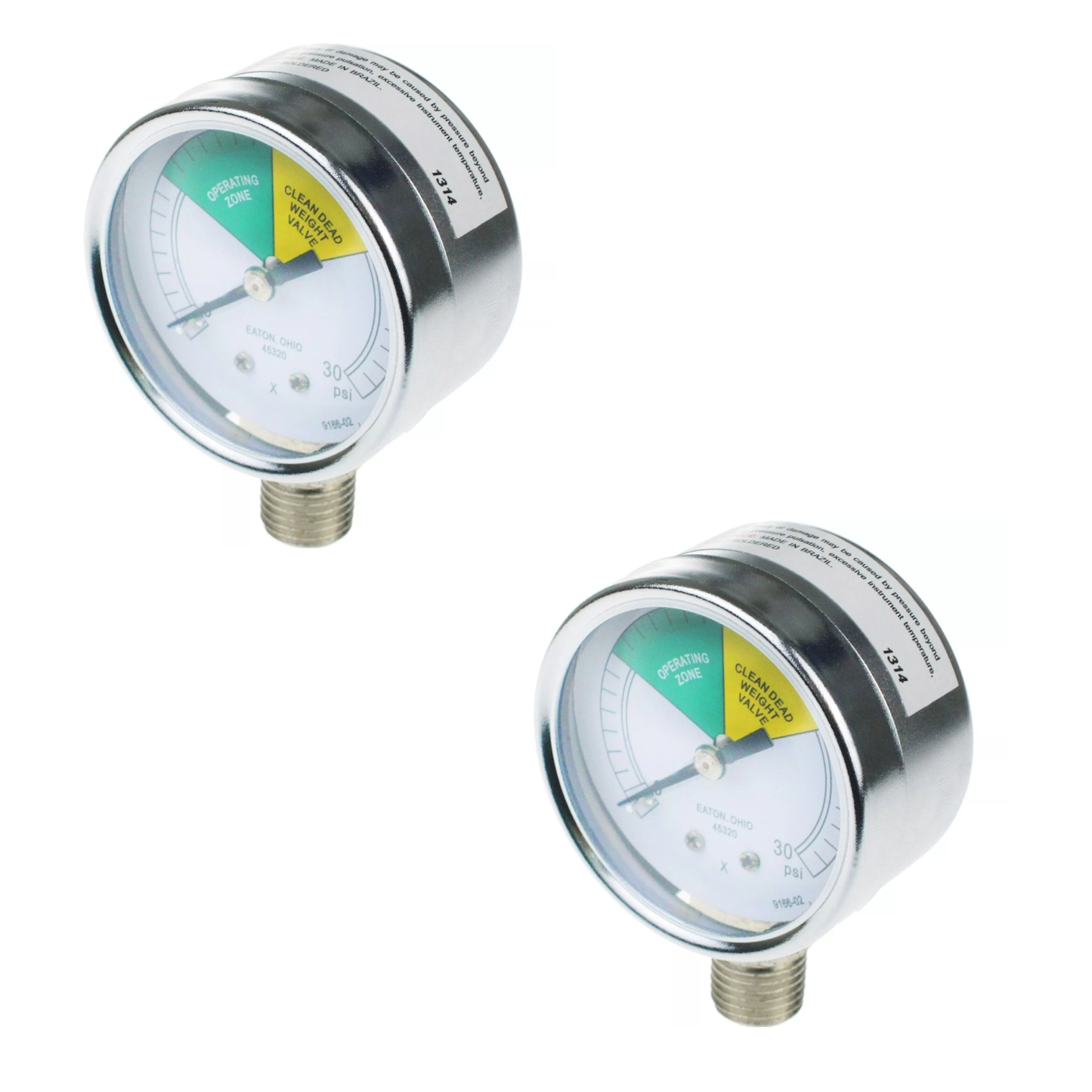 2x Henny Penny Hp 16910 Pressure Chicken Fryer Gauge Dial Display Green Yellow 0-30