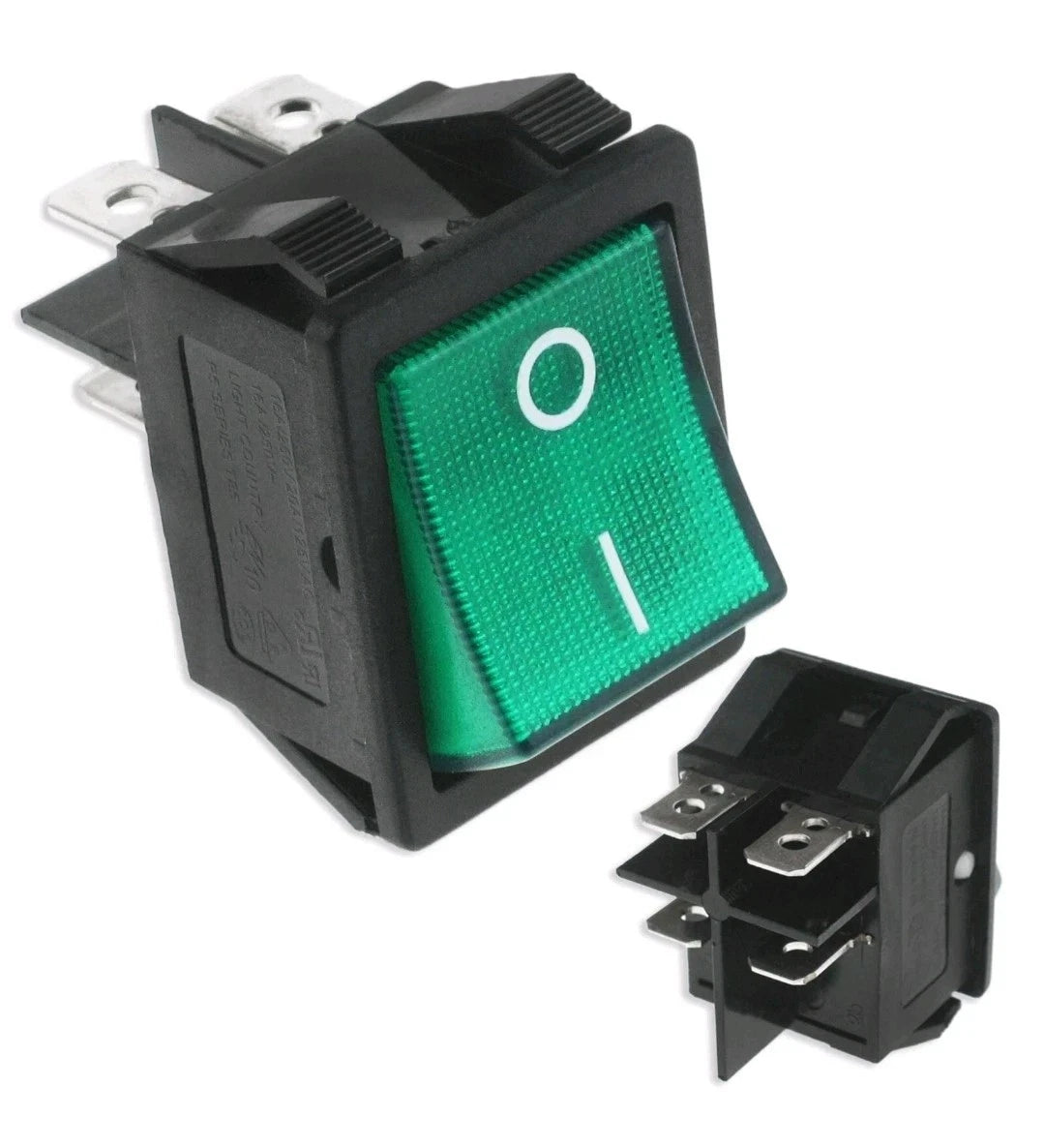 Lincat On / Off Green Rocker Switch 4 Terminal neon illuminated