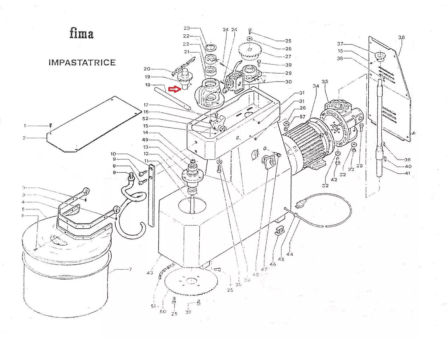 Fima S27 Pizza Dough Mixer Stainless Steel Shaft With Sprocket For Spiral Hook