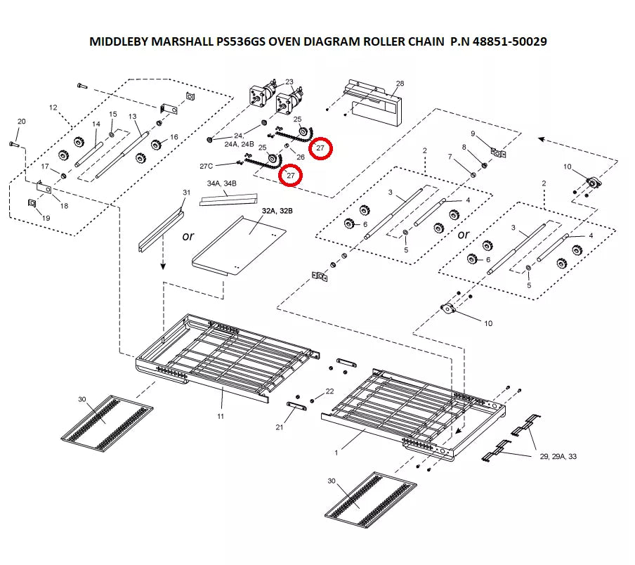 Middleby Marshall Conveyor Pizza Chain  With Connecting Link