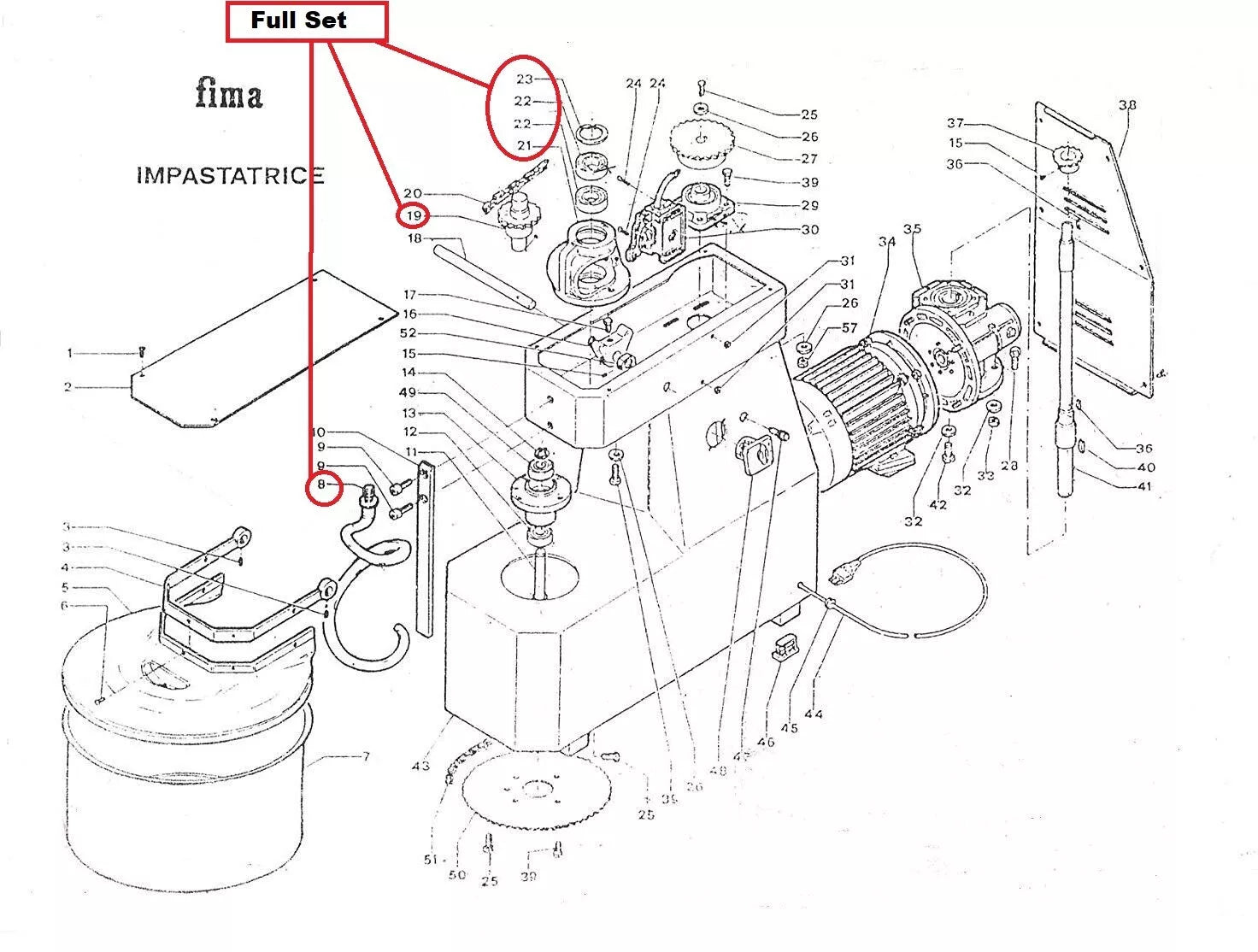 Genuine Fima Impastatrice S27 Pizza Dough Mixer Spiral Hook Stainless Steel