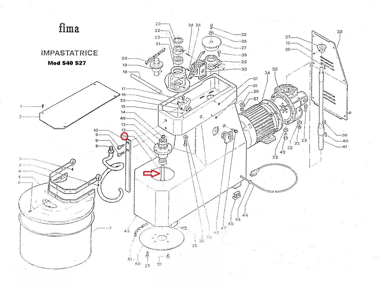 Fima Impastatrice Dough Mixer Bowl Supporting Shaft Set S27 S40 And 2 Bearings